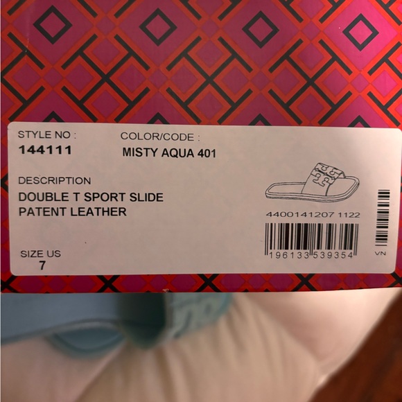 Tory Burch double t sport slide Aqua size 7 - Picture 7 of 8